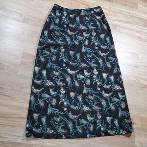 🔺️Izod Black & Green Leaf Print Skirt Size 8